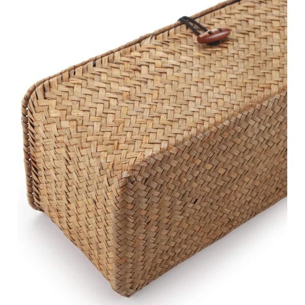32x12x11cm - Seagrass oppbevaringskurv med rektangulære lokk Wicker T