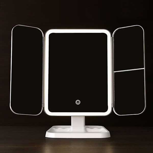Lighted Tri-Fold Makeup Mirror med 52 LED'er 2X / 3X Forstørrende Annonce