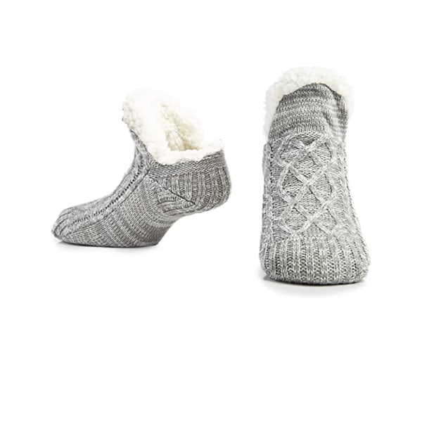 Sockor för damer, halkfria fleecefodrade strumpor (grå, 40-42)