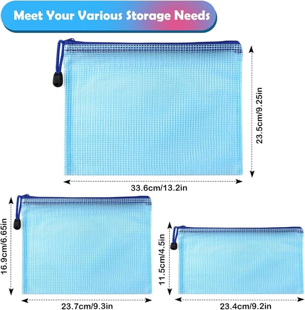 A5 Plastlomme, 15 stk Glidelåspose, PVC Mesh Glidelåspose Doc