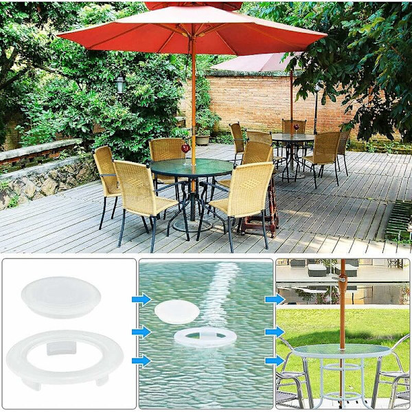 2 stk. Hvid (4 tommer) Bordparaply Hulring Plast Paraply Ta