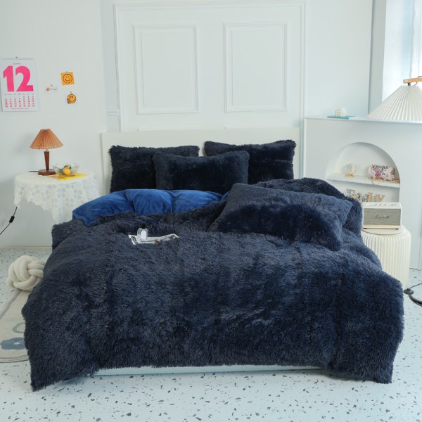 Royal Blue Sängkläder Bekvämt Set Väska Säng Dubbelstorlek Plysch Arti