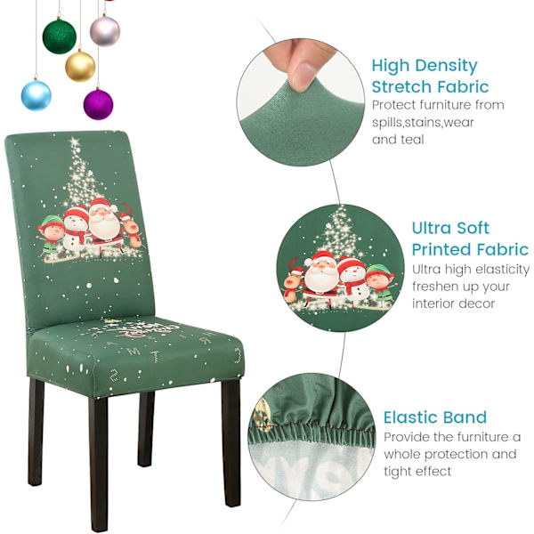 (Grön, 6-pack) Julmatstolar Set med 6, Stretch Dining