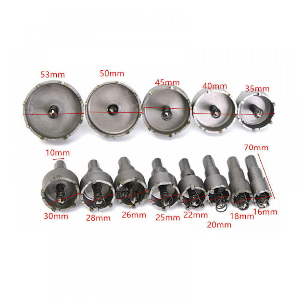 13-osainen reikäsahan setti, reikäsahan poranterä, 16mm-53mm ruostumaton teräs