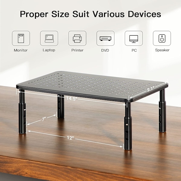 Monitorin korotusjalusta 3 säädettävällä ergonomiset korkeudet tuuletusaukolla H