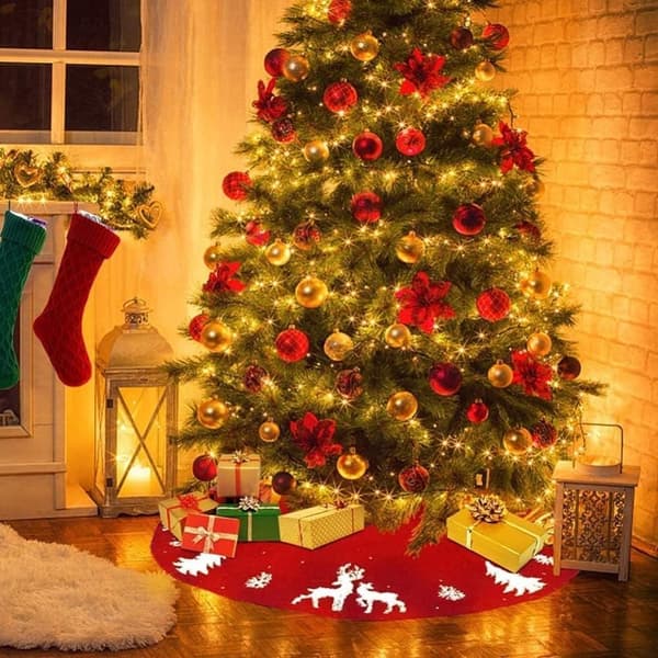 3D-stickad julgransmatta, 122 cm stor julgransmatta
