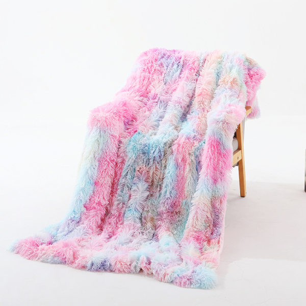 Tæppe 130x160cm, Super varmt regnbue fleece tæppe, høj kvalitet
