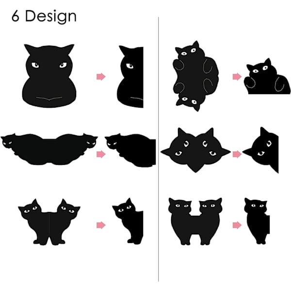 6 kpl magneettiset kirjanmerkit utelias kissa väri musta, Halloween ja