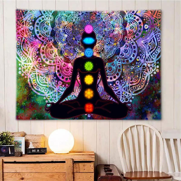 Tapestry, Mandala seinätekstiili, meditaatiotekstiili, värikäs Ma