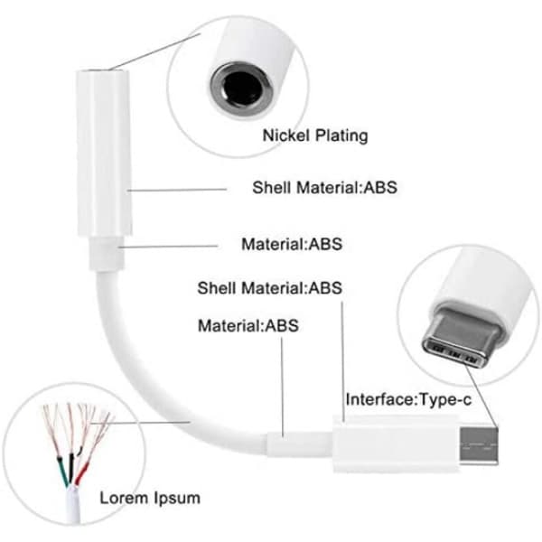 (2 kpl) USB-C - AUX 3,5 mm sovitin LeTV, Xiaomi, Huawei