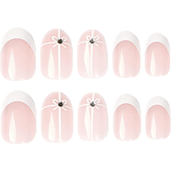24 kpl beige&oval manteli lyhyet tekonkynnet, valkoinen ranskalainen painallus