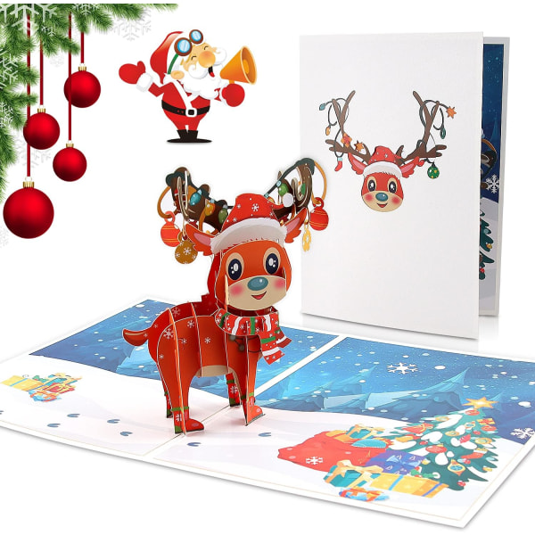 2 x 3D three-dimensional Christmas cards, Christmas cards with en