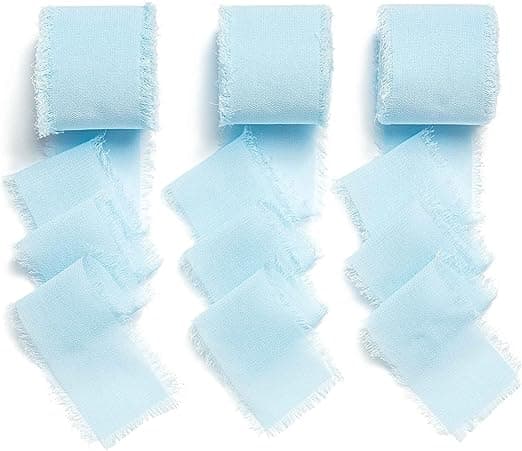 3 stk Blå Chiffon Bryllup Satengbånd