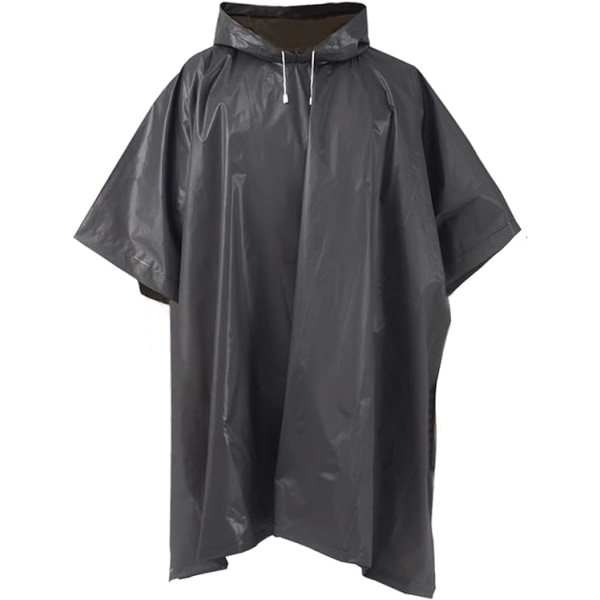 1 stk. Sort Regnponcho, Vandtæt Regnponcho, Genanvendelig Regnkappe