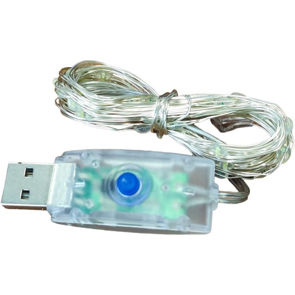 (Cool White, 50 Led 5 Metri)，LED String med USB 5V koppartråd F