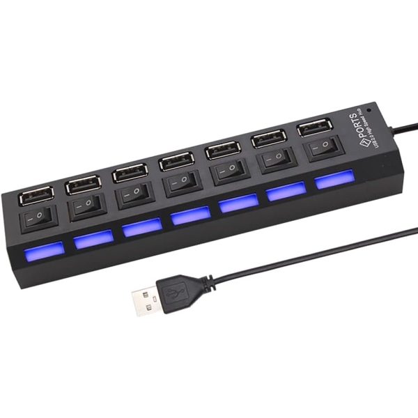 USB 2.0 Hub Multi USB Splitter Hub Använd Strömförsörjningsadapter USB 2.0 Hub