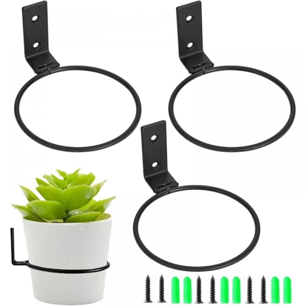 (3 Pieces) 20.3 cm Wall Mounted Flower Pot Holder Ring Metal Flower Po