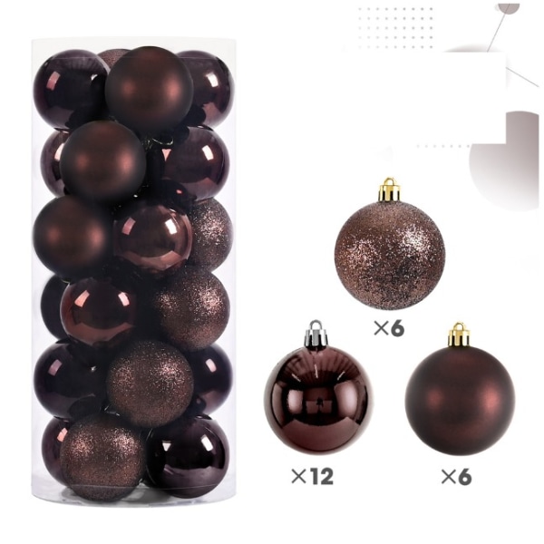 Coffee Color Plastic Christmas Baubles, 4CM 24 Baubles Christmas