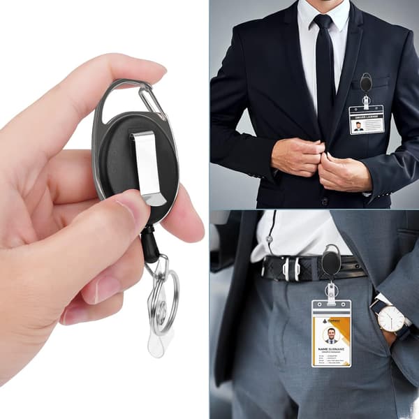 Märkesklämma, 2 st. Retractable Keychain, Retractable Lanyard wi