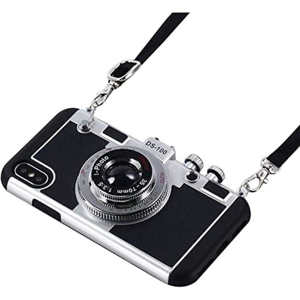 3D Retro kameraveske, støtsikkert deksel til iPhone 12Pro XS Xr Max