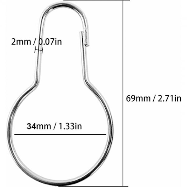 40-pack duschdraperiringar, duschdraperikrokar för
