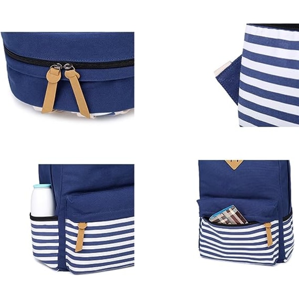 Causal Canvas Stripe Ryggsäck Söt Tonårsryggsäckar För Flickor Skola