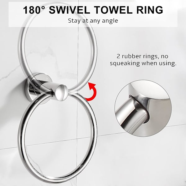 Modern handduksring i rostfritt stål med kromfinish B