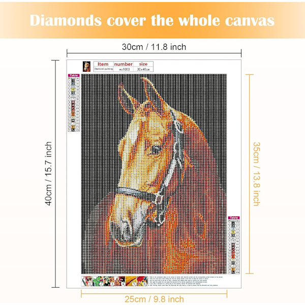 5D Diamantmålningssats 30x40cm DIY Färgglad Häst Diamantkonst Ki