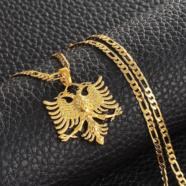 Albanskt örnhänge halsband för män kvinnor silverfärg guld C