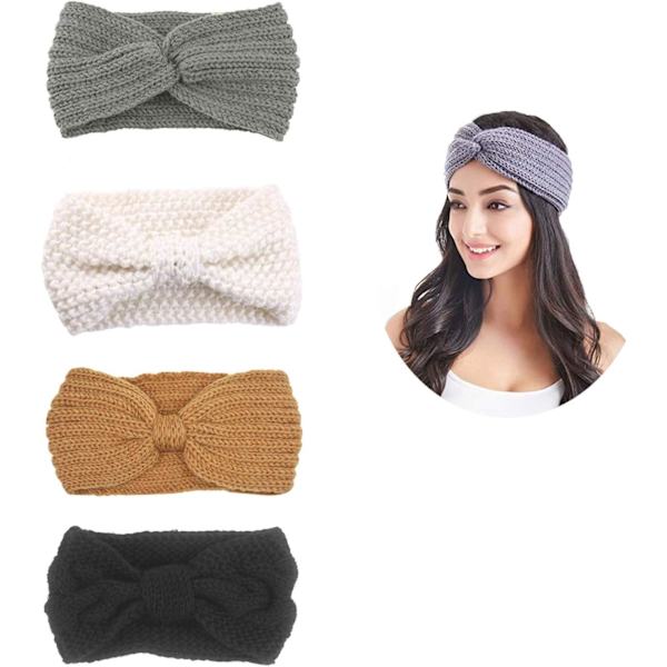 4PCS Dame Vinter Hodebånd, Dame Ull Hodebånd, Dame Vint