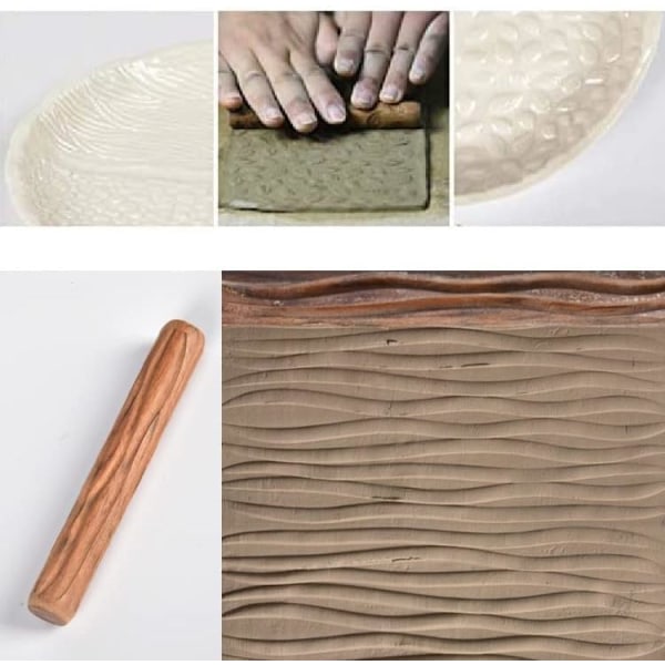 5 rouleaux de texture en boisRouleaux de tampong à main en bois po