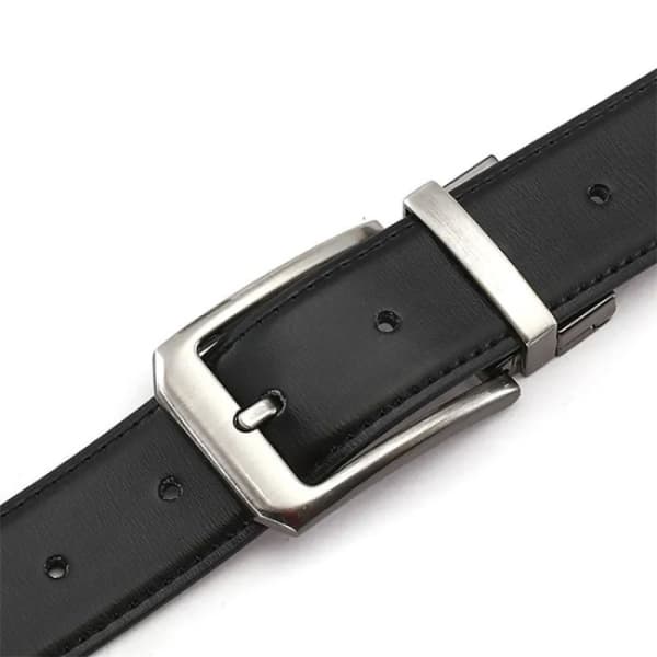 Elegantti REVERSIBELI nahkavyö (kaksi väriä) - Musta