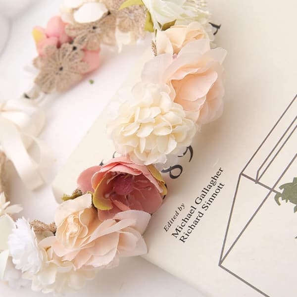 Blomsterkrans för damer, blomsterhuvudband, blomsterhårkrans, boho-bröllop