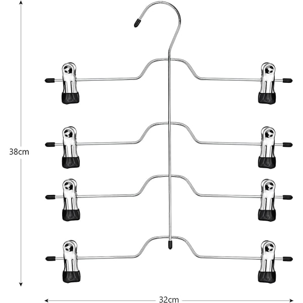 2 stk bukseoppheng med klips, plassbesparende metallkleshenger 4-lags