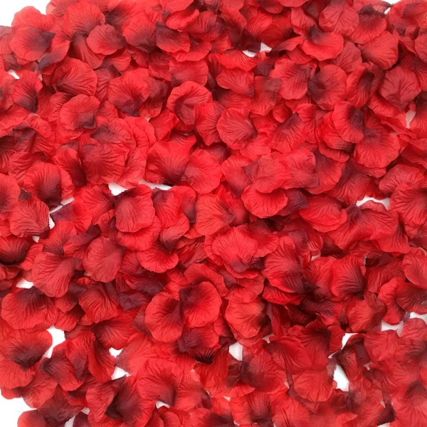 Røde silke roseblader bryllupsblomster ornament (500g)