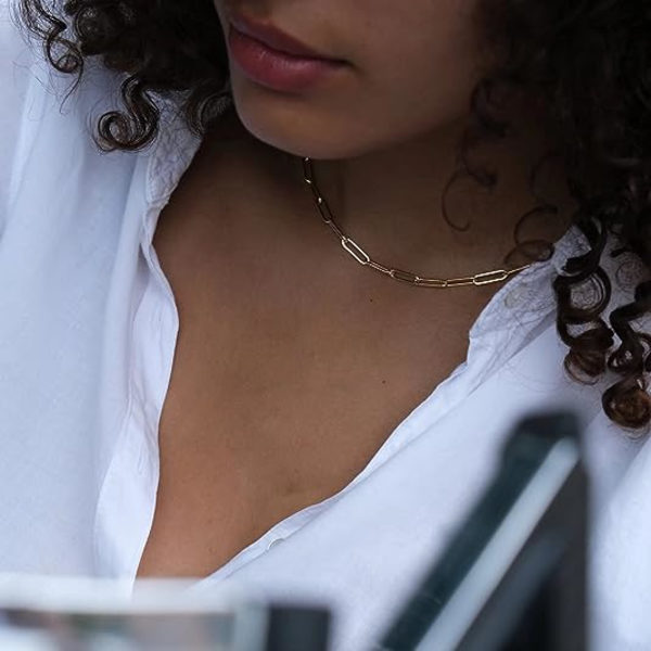 Halsband med initial i guld för kvinnor, 14K guldpläterat delikat lager