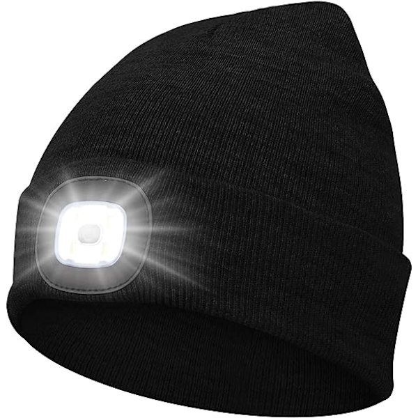 Hue med LED-hovedlampe Strikhue med lysende forlygte