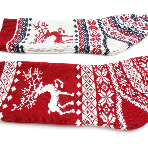 2-pack julstrumpor i stickat material, dekoration för eldstad, hängande strumpa