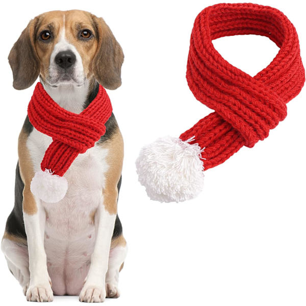 (Medium) Jul Hund Katt Tomte Halsduk, Hund Vinter Stickad Halsduk