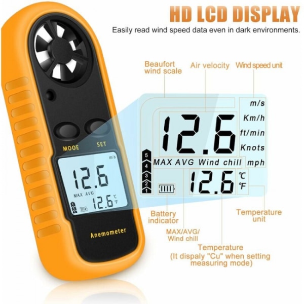 Bærbar anemometer Høj præcision digitalt anemometer (±5%) af