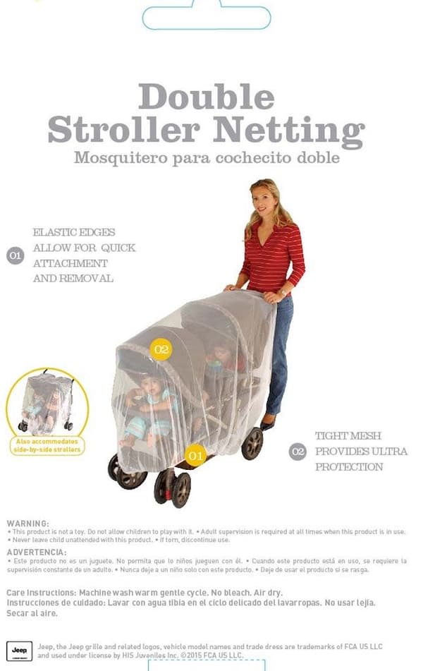 Dobbelt klapvognsmyggenet, tandem klapvognsnet, babynet, dobbelt