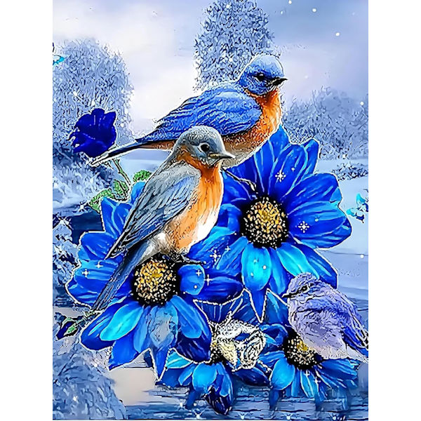 (30 × 40 cm) Rundt Diamantmalerisett, 5D Diamantmalerisett Blu