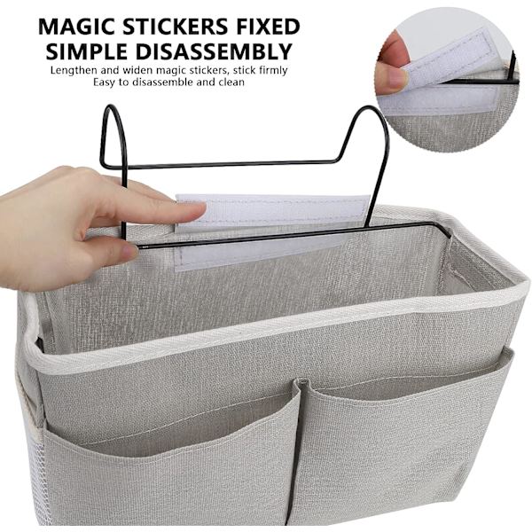 1PC（Grå）Sängficka, Vattentät Canvas Sänghylla Organizer Hängande