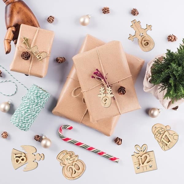 24 st träsiffror Adventskalender, träjulgran
