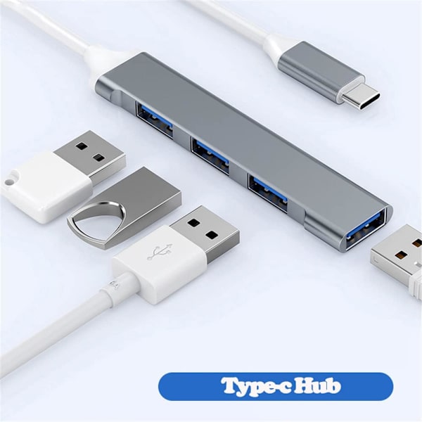 4-portars USB 3.0-hubb 5 Gbps höghastighets-USB-splitter Typ C-hubb för