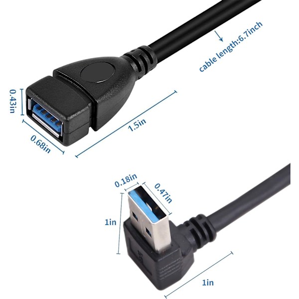 2 stk. USB 3.0 han til hun forlængerkabel af Oxsubor