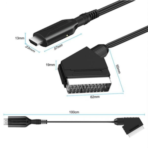 Scart til HDMI Adapter - 1080P Alt-i-En Scart til HDMI Adapter