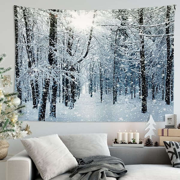 1 stk 150 x 130 cm (Skog under snøen) Veggteppe Romdekor