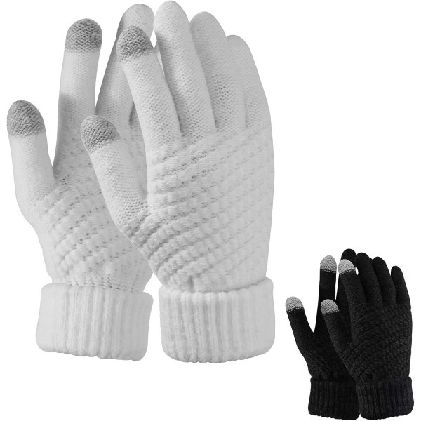 2 par vinterstrikkede hansker for kvinner, par varme hansker, Tou