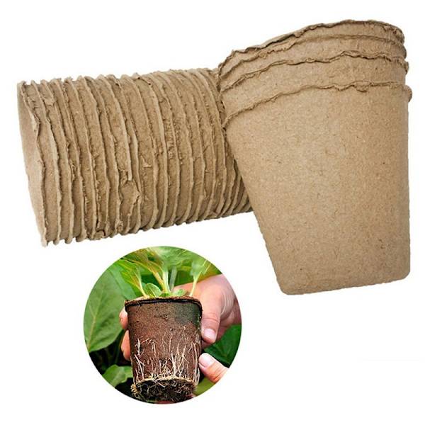 20 stk. Biologisk nedbrydelige potter, små fiberpotter med plastikmærke, kompost